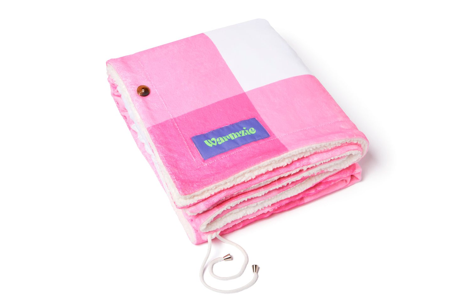 Warmzie wearable blanket - hoodie blanket - heated blanket - flannel - sherpa - pink - light pink